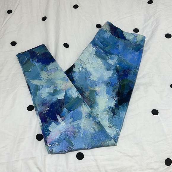 Soft Surroundings Blue Watercolor “Have to Have” Yoga Leggings - Picture 1 of 6